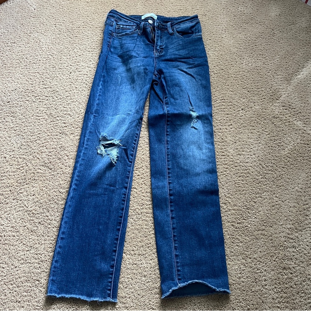High Rise Distressed Blue Jeans